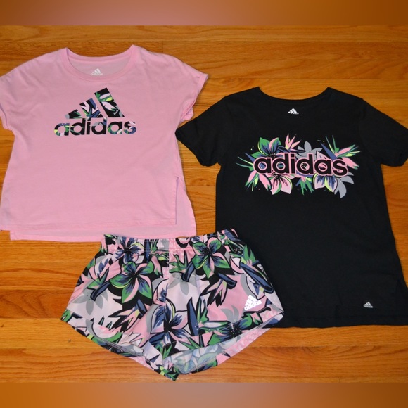 Youth girls Adidas shirts and shorts set, size S 7/8 - Picture 2 of 16
